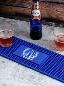 1 pieza Camino de mesa de bar personalizado, alfombrilla de bar personalizada, tapete para café y cócteles, accesorios para bar en el hogar, posavasos de goma artísticos, regalo para el padre, novio, posavasos personalizados - Azul - Ver 5