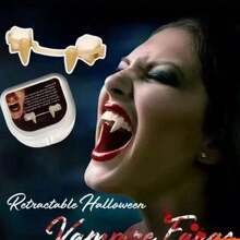1 Pcs Halloween Retractable Vampire Braces Reusable Dentures Vampire Tooth Tips Halloween Cosplay DIY Makeup Dress Up Halloween Holiday Cosplay Carnival Party Dance Props - 白色 - 查看 1