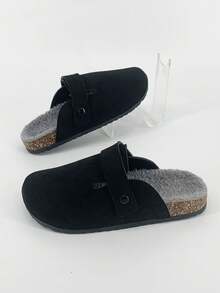 Dép xỏ ngón nam, Giày lười lưới thời trang có lớp lót giữ nhiệt - Giày thể thao đi bộ thoải mái, Đế MD nhẹ, thoải mái, chống trượt, Dép xỏ ngón trong nhà, Thích hợp cho mùa thu/đông - màu đen - Xem 1