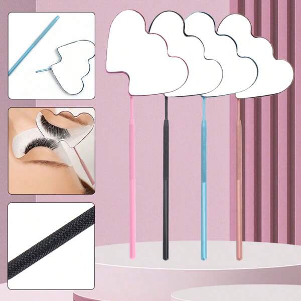 1pc Fashion Women's Eyelash Makeup Tool, Portable Double Heart-Shaped Mirror, Essential Makeup Brush Companion, Ideal For Daily Makeup Application, Perfect Valentine's Day Gift For Her.