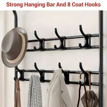 CuteHairy Industrial Hall Tree With Bench & Shoe Storage Coat Rack Shoe Bench With 9 Hooks - Brown - View 6