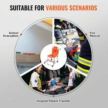 EMS Stair Chair, 350 Lbs Load Capacity, Foldable Aluminum Emergency Stair Climbing Wheelchair With 2 Wheels, Portable Stair Lift Chair Ambulance Firefighter Evacuation Use For Elderly, Disabled - Orange - View 6