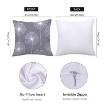 4 件套灰色简约日常莫里斯图案靠垫套，单面印花桃色天鹅绒材质，45*45/50*50/40*40 厘米枕套，适用于现代布艺沙发，室内装饰，派对装饰，礼物