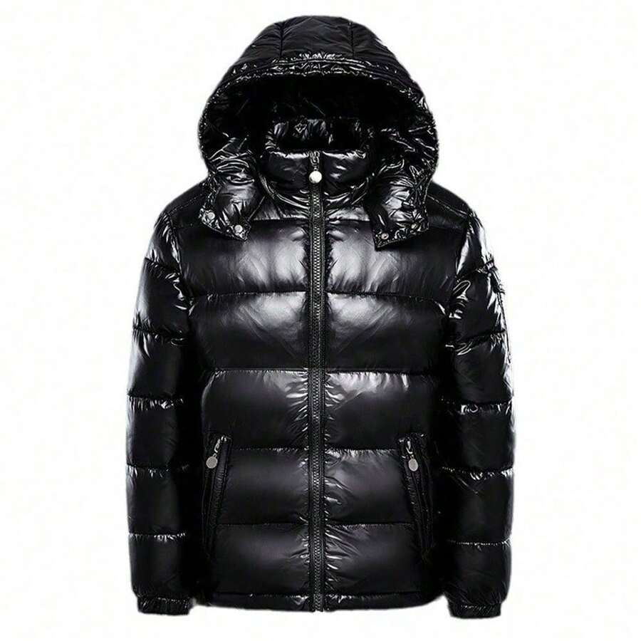 New Autumn Winter Men Down Coat Fashion  Oversized Casual Unisex Hooded Jacket Warm Thickened Puffer Coat For Couple Streetwear Men Clothes  Ropa De Hombre Abrigos Para Hombre  Vest For Men - 黑色 - 查看 1