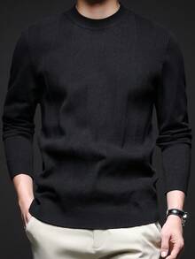 Men's Thin Knit Sweater, Stand Collar Minimalist Casual Style, Business Commute Inner/Outer Wear, Autumn/Winter