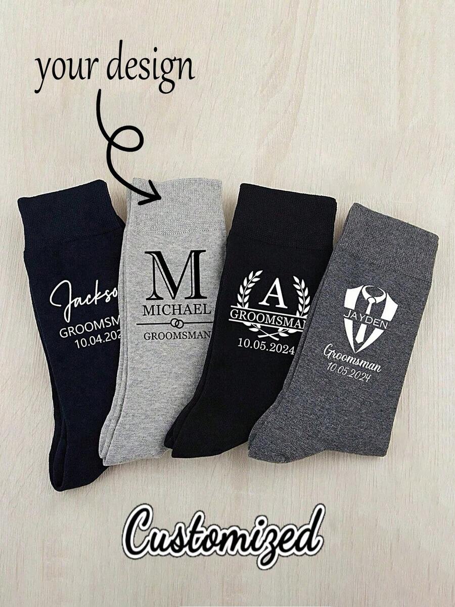 Tất cưới tùy chỉnh, Tất phù rể cá nhân hóa, Tất đen tùy chỉnh cá nhân hóa Tất cổ cao tùy chỉnh, Tất đôi, Quà tặng tiệc cưới tùy chỉnh, Tất thêu chữ lồng trang trọng, Tất cưới, Một bộ tất dự tiệc sang trọng cá nhân hóa, Mềm mại, Thoải mái và thoáng khí, Tất thú vị cho cả nam và nữ, Thích hợp cho Ngày lễ tình nhân - Nhiều màu - Xem 1
