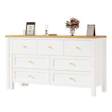 Desk With Drawers - 2-In-1 Rotating Workbench And Sideboard, Oak Look, 360° Rotating Table, White/Natural, Desk, Vanity Table, L-Shaped Desk - 1 - View 10