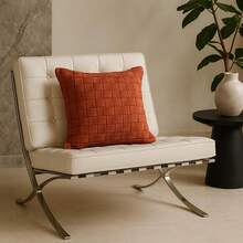 Macrame Cotton Ribbon Cushion Cover Boho Chic Rustic Trance Modern 45CM X 45CM - Terracotta - View 4