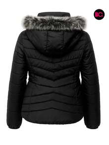 Chamarra para Niña con Gorro y Forro Acolchado de Poliéster Suave Abrigadora Invierno Moda Infantil Casual Escolar Colores Varios Tallas 4 a 16 con Cierre Bolsillos y Detalle de Peluche en Capucha Ideal para Clima Frío Ropa Exterior Juvenil Ligera y Cómoda - Negro - Ver 5
