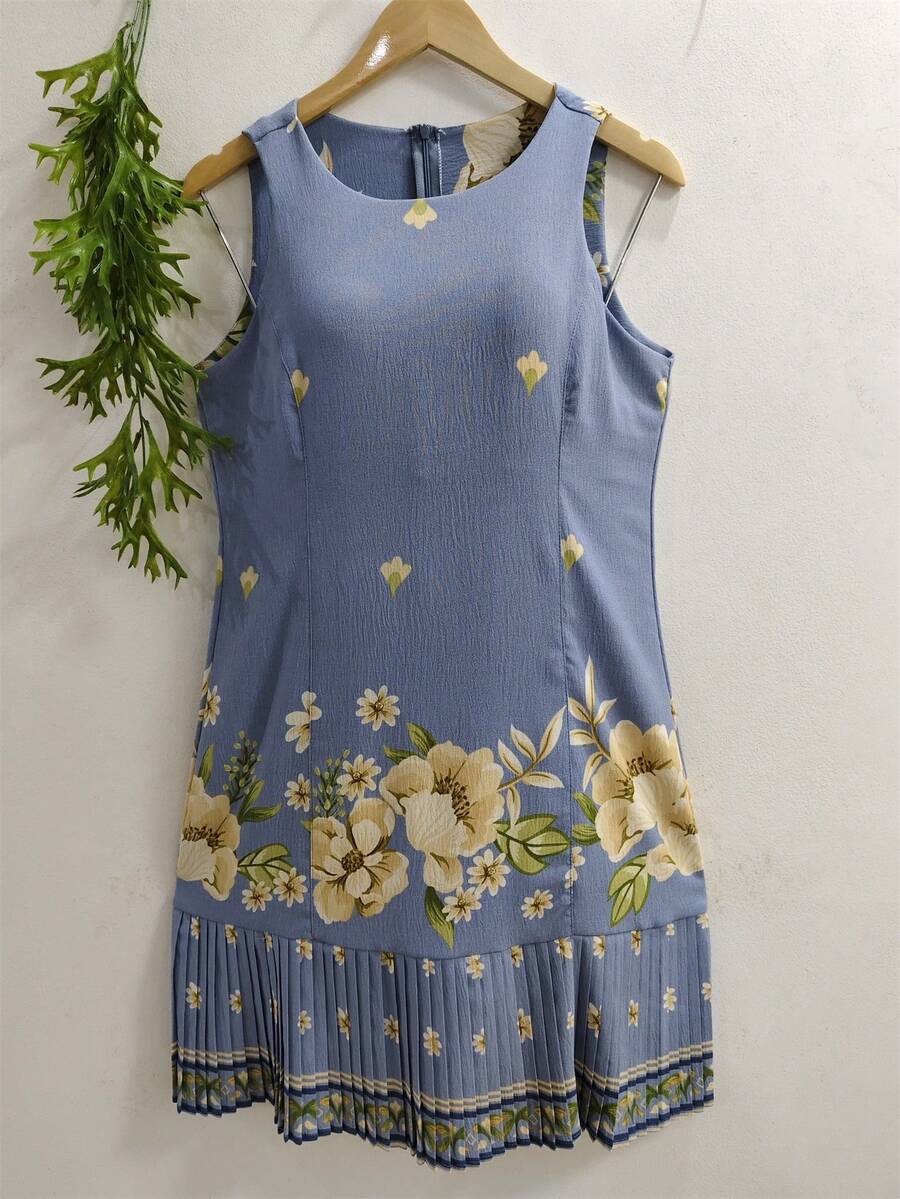 Plain Dress With Fake - Teal Blue - View 1