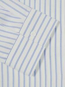 Men American Retro Casual Old Money Style Striped Solid Color Long Sleeve Shirt Four Seasons Versatile Fashionable, Fall