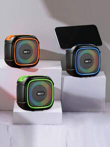 全新户外蓝牙音箱，便携式手持设计，内置低音炮，音效强劲，配备手机支架和无线RGB灯，随时随地享受音乐和灯光，打造您自己的户外和家庭娱乐空间 - 彩色 - 查看 10