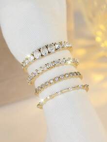 Tsnamer 4 buc/set inele aurii stivuibile set minimalist degetul mare inel de zi cu zi declarație promisiune verighete inele de logodnă pentru femei adolescente fete bijuterii cadouri