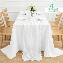 6/12Pack White Cheesecloth Table Runner 17x108Inch Spring Easter Cheese Cloth Table Runner 9FT Boho Gauze Table Runners Rustic Sheer Table Runners For Wedding Bridal Party Decor - 白色 - 查看 7