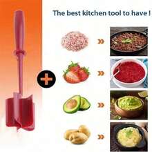 3-In-1 Handheld Kitchen Tool: Meat Chopper, Scraper And Mixing Shovel - 紅色 - 查看 4