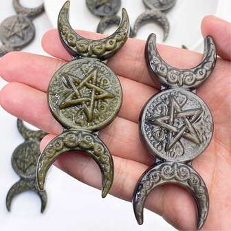 1PC High Quality Obsidian Three-Phase Month Decoration,Natural Crystal Carving,Gemstone Jewelry,Glitter, Healing Crystal, Birthday Gift,Women Gift, Girlfriend Gift,Halloween Gift, Christmas Gift,Home Decoration,Party Decoration,Scene Decoration,Desktop Decoration,Crystal Ornaments,Table Decoration.