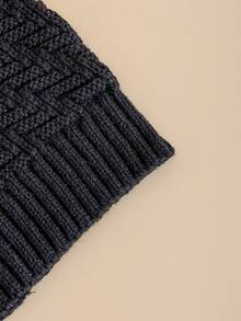 JZML 1pc Solid Slouchy Beanie, Casual Men Beanie Hat Fall,Summer,Beach,Holiday - Black - View 4