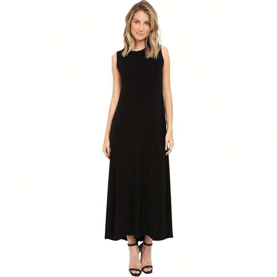 Norma Kamali Long Swing Dress Women's XS Black Stretch Sleeveless A-Line UPS734 - 黑色 - 查看 1