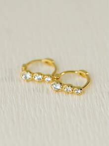 1 Pair Exclusive 925 Sterling Silver Ombre Zirconia Small Drop Earrings For Women