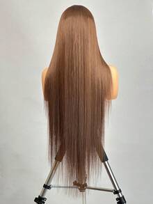 即戴即走 8-34 英寸无胶 4x4 5x5 13x4 13x6 高清透明蕾丝前假发，适合初学者的无胶直发波波头假发，巴西原生高清蕾丝闭合假发，巧克力色混纺发丝，200% 密度，预先拔毛并带有婴儿发。 - S4 - 查看 61