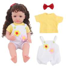 MSYO 1 Set de 55cm Ropa de Muñeca, Conjunto de Moda para Muñeca, 4 Estilos Disponibles, Moño de Muñeca + Pantalones Babero de Muñeca + Manga Corta de Muñeca, Set de 3 piezas, Adecuado como Regalo de Cumpleaños o Regalo Festivo para Niñas Pequeñas - Multicolor - Ver 14