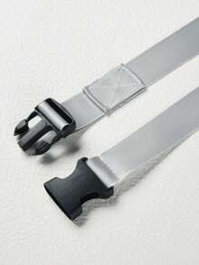 1pc Solid Color Street Style Canvas Women's Belt, Y2K Buckle Adjustable Woven Waist Belt