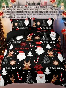 3 Stücke Weihnachts-Hirsch-Weihnachtsmann Digital bedruckter Tagesdecken-Set (1 Tagesdecke + 2 Kissenbezüge ohne Füllung) Tägliche Polyester-Chemiefaser, weich und hautfreundlich, geeignet für Schlafzimmer, Hauptschlafzimmer, Gästezimmer und Nebenschlafzimmer das ganze Jahr über - Verschiedenfarbig - Übersicht 4