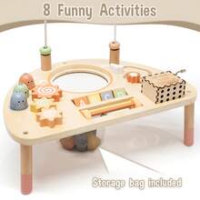 Children's Activity Table, Montessori Toys, Suitable For Boys And Girls 18 Months And Up, 8-In-1 Wooden Sensory Play Table, Suitable For Babies 18 Months And Up, A Great Christmas Or Birthday Gift For Your Baby. - 彩色 - 查看 4
