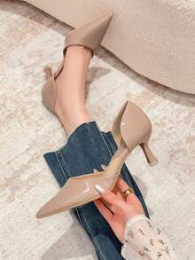 Xin Jing Shoes 女士时尚镂空高跟鞋，优雅，派对鞋 - 卡其色 - 查看 14