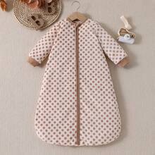 秋冬婴儿睡袋，长袖羊毛卡其色襁褓睡袋，可翻转双拉链隐形拉链防踢柔软舒适襁褓婴儿用品 - 卡其色 - 查看 1