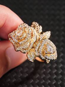 1 PC Luxury Flower Cubic Zirconia Ring For Women For Wedding Engagement Anniversary Party Jewelry Valentine's Day Gift