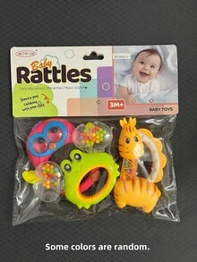 1 套婴儿摇铃玩具，全新动物造型，早教感官摇铃，新生儿必备，婴儿抓握训练，手摇摇铃玩具套装，适合日常玩耍，生日/万圣节/复活节/圣诞节礼物，适合男孩和女孩（部分颜色随机）