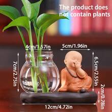 1pc Hydroponic Vase Plant Flower Pot Cute Little Monk Glass Vase Creative Flower Arrangement Office Home Living Room Decoration Home Decor Flower Vase