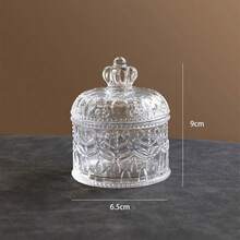 Muroi Mono 1 件奢华、复古、高端玻璃化妆品展示托盘，皇冠形浮雕复古水晶容器，咖啡玻璃糖果储物罐，密封罐，适用于假日海滩、浴室收藏、卧室收藏，大容量 - 彩色 - 查看 10