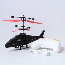 1 pieza Helicóptero de dron Mi-24 azul y negro controlado por control remoto, con sensor inteligente, recargable, aeronave de vuelo con LED para fiestas, durable, de larga duración, con cable de carga USB como regalo para niños - azul negro - Ver 10