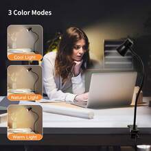 3-Mode Adjustable Brightness LED Clamp Desk Lamp, USB Powered Eye-Care Reading Light For Dorm, Bedroom, Office, Flexible Neck 360° Adjustable For Study, Work, Reading, Drawing - Clip-on Speaker Desk Lamp - View 10