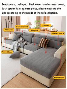 1 Stück gestreifter Sofabezug, Flausch Anti-Kratzen Universal Komplett-Set, Ganzjahres Universal Rutschfeste Sofa Polster, Sofa Polsterbezug, Elastischer Sofahut, Wohnzimmer 1/2/3/4 Sitzer Sofabezug - Dunkelgrau - Übersicht 9