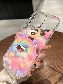 Colorful Clouds, Rainbows, Stars, And The Moon Magnetic Attraction Phone Case Suitable For Compatible With Iphone 17,16, 15, 14, 13, 12, 11, PRO MAX, XS MAX, XS, X, PLUS ,17Air,16E,As Well As,Galaxy S25/24/23/22 Ultra/ Edge /FE/Plus,Sense Of Fashion And Romance - Nhiều màu - Xem 1