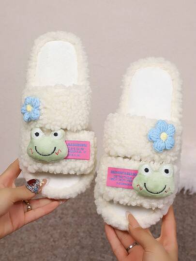 shensongni Pantuflas de mujer de peluche, pantuflas de animales, pantuflas de rana, pantuflas de oso, pantuflas negras, pantuflas lindas, pantuflas de moda, pantuflas con suela fina de EVA, pantuflas ligeras, pantuflas de suela blanda, pantuflas silenciosas, adecuadas para pisos de madera dura, pantuflas de dormitorio, pantuflas de interior, pantuflas de casa, pantuflas de patio, pantuflas de oficina, pantuflas de hotel, pantuflas de alfombra, pantuflas de dibujos animados, pantuflas esponjosas