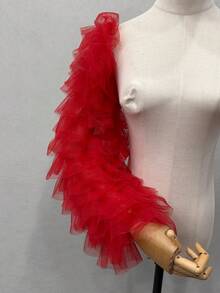 1pc Black Sheer Mesh Long Sleeve With Ruffles And Bubble Sleeves 2pcs Bride Arm Sleeve Valentine's Day Valentines Autumn Accessories - Black - View 18