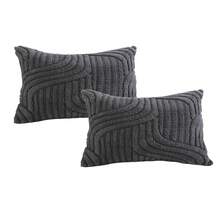 2er-Set Kunstfell Creme Weiß Kissenbezüge 45x45cm, weiches Karomuster dekorativer Boho Kissenbezug für Sofa, Couch, Bett, Wohnzimmer, Landhausstil, moderner Akzent - Schwarz - Übersicht 9