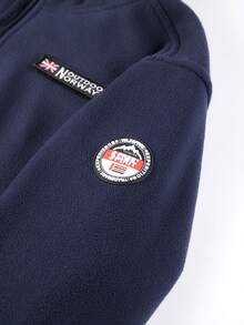 sweat-shirt à capuche unicolore chaud pour hommes, cardigan imprimé chaud, style automne/hiver, veste polaire à capuche pour hommes, veste de sport - Bleu marine - Voir 12