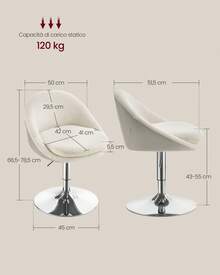 VASAGLE Kitchen Chairs - White - View 5