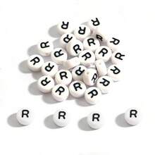100pcs/Lot A-Z Alphabet Beads Flat Round Letter Acrylic Beads For Jewelry Making Loose Spacer Beads DIY Bracelet Handmade