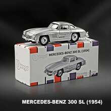 Burago Model Mobil Mini Diecast Skala 1/64 Berlisensi Resmi - //Cadillac/Chevrolet | Dekorasi Meja & Hadiah Ulang Tahun untuk Pria - MERCEDES-BENZ 300 SL (1954) - Perak - View 1