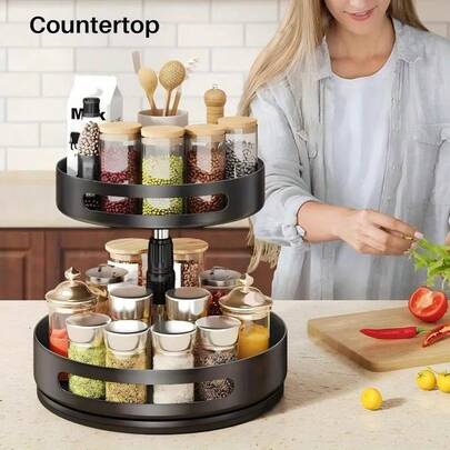 360-Degree Rotatable Spice Rack, Multi-Layer Kitchen Countertop Organizer For Soy Sauce And Seasonings - Large Capacity Storage Shelf For Home Or Dorm Use, Perfect Gift For Holidays Like Anniversaries, Halloween, Easter, Labor Day, Birthdays, Weddings, And More