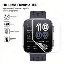 3PCS TPU Screen Protector For Amazfit Bip 5 /Bip 6 Soft Hydrogel Film Anti-Scratch Protective Cover High Transparency Flexible Durable Fit Perfectly Accessory Screen Protection Essentials, Applicable To Daily Shield, Office, Home Daily Shield Office Home Watch Accessories Watch Screen Protector Waterproof Shockproof Anti-Fall Scratch Resistant - 3 Pieces Of Hydrogel Film - View 3