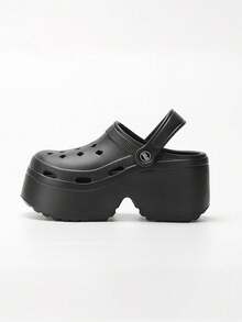 Damen Plateau Sandalen mit dicker Sohle, rutschfeste Slip-On Sandalen mit dicker Sohle und Lochdesign, Neue Sommer 2025 Outdoor Anti-Rutsch Anti-Geruch Strandschuhe, Erhöhte EVA Pantoletten