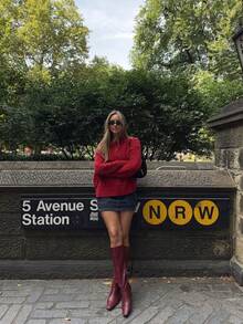 Joy Strick Damen Herbst/Winter Pullover, neues modisches All-Match Top, minimalistischer lässiger vielseitiger Rundhals Pullover Strickbluse - Bordeaux - Übersicht 7