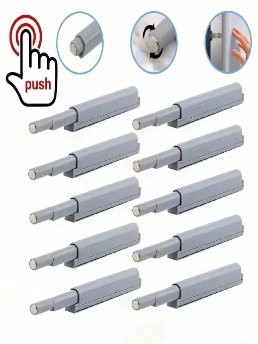 5/10PCS Cabinet Buffers Push To Open Door Catches Magnetic Latch Quiet Close With Invisible Handle Furniture Hardware Accessory - Grey - View 1